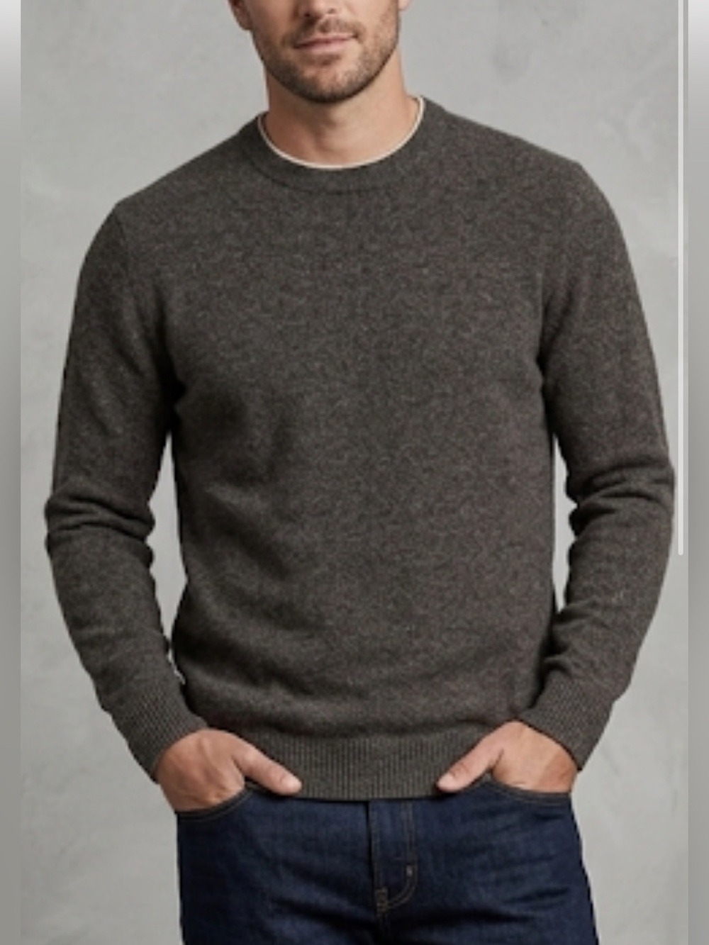 Postmarc Men’s Charcoal 100% Wool Crew Neck Sweater Size Small Lightweight Knit